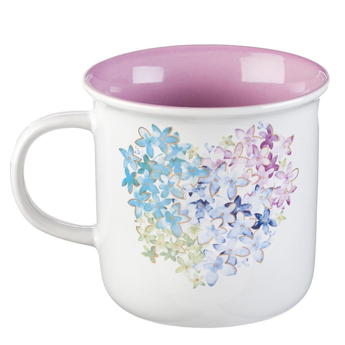 Violet Floral Heart Coffee Mug - Pura Vida Books