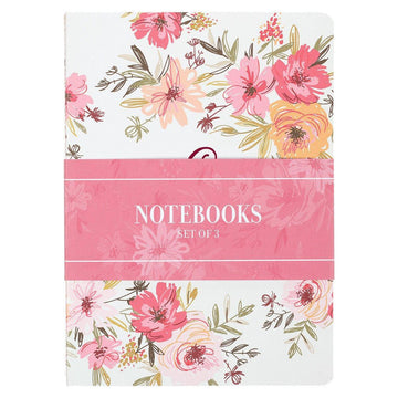 Walk by Faith Berry Pink Floral Large Notebook Set - 2 Corinthians 5:7 - Pura Vida Books