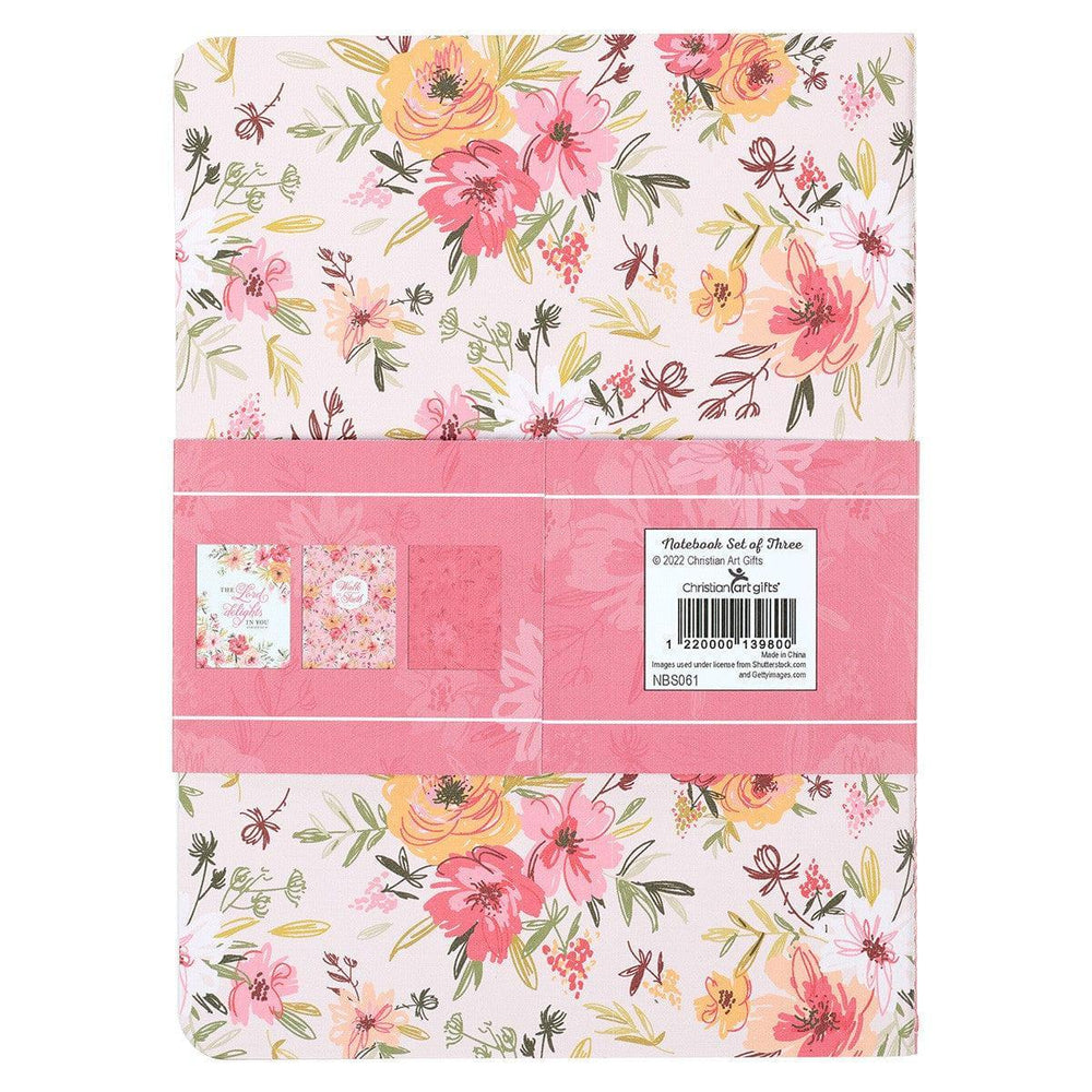 Walk by Faith Berry Pink Floral Large Notebook Set - 2 Corinthians 5:7 - Pura Vida Books