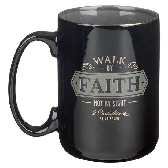 Walk By Faith Black Ceramic Coffee Mug - Pura Vida Books