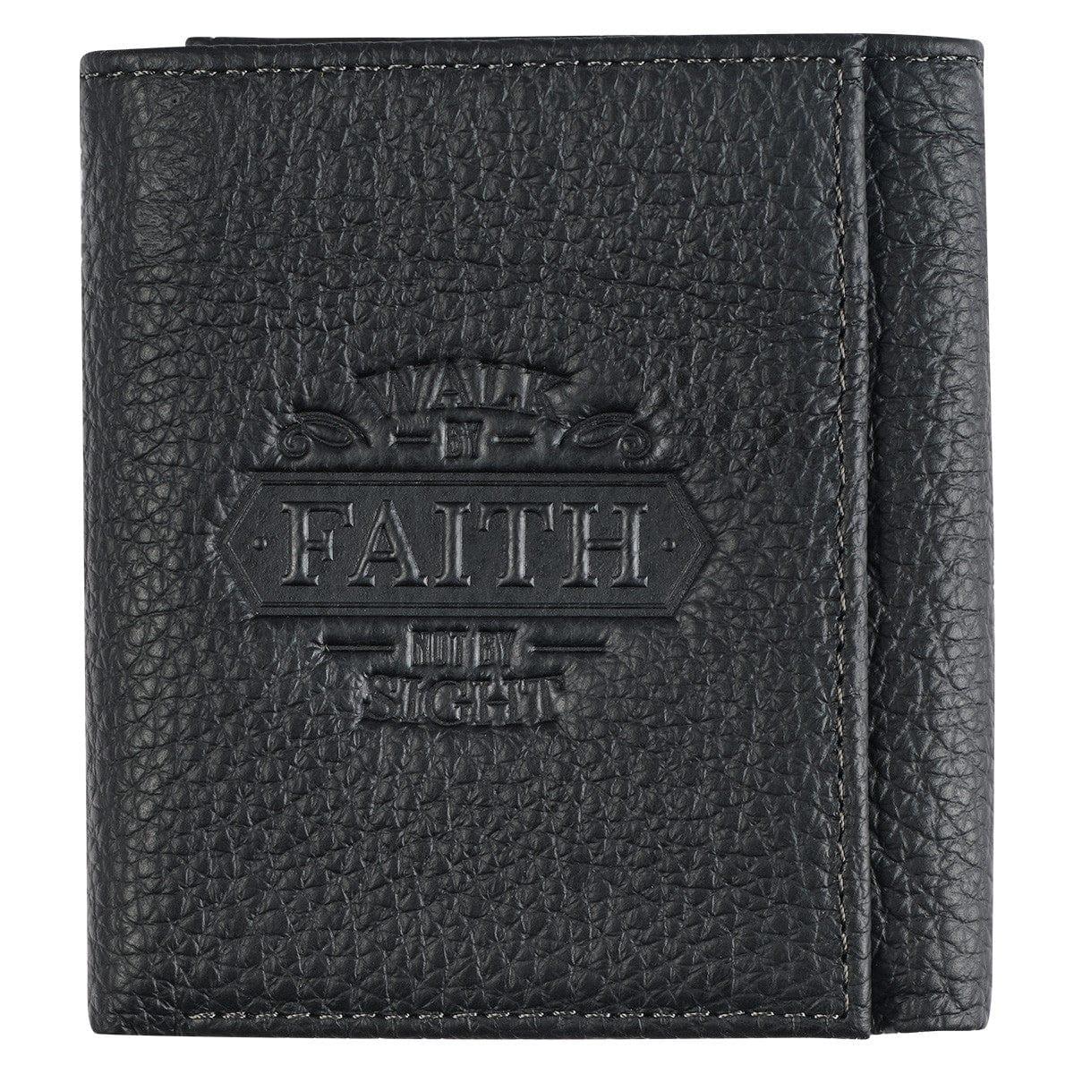 Walk by Faith Black Genuine Leather Wallet - Pura Vida Books