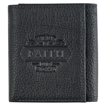 Walk by Faith Black Genuine Leather Wallet - Pura Vida Books