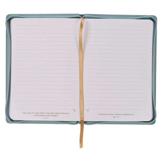 Walk By Faith Teal Floral Faux Leather Journal with Zipper Closure - 2 Corinthians 5:7 - Pura Vida Books