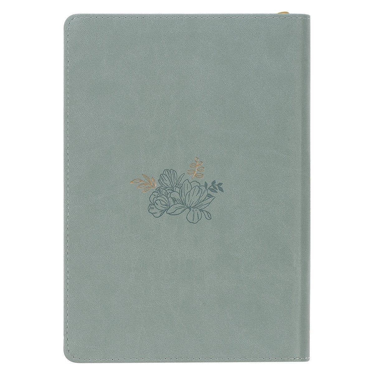 Walk By Faith Teal Floral Faux Leather Journal with Zipper Closure - 2 Corinthians 5:7 - Pura Vida Books