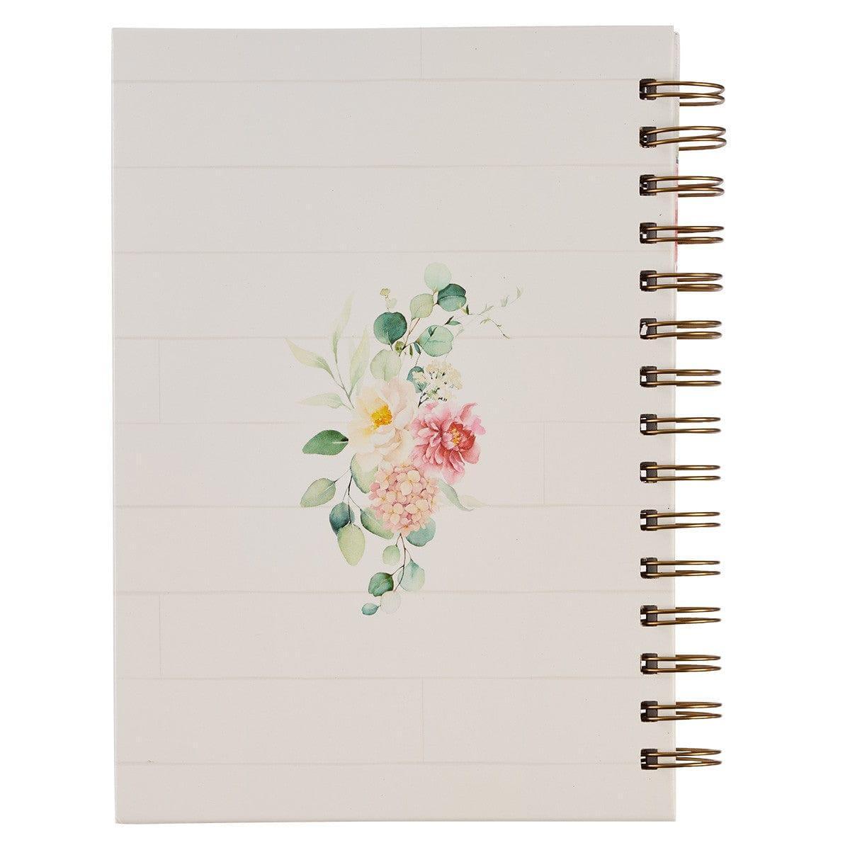 Walk By Faith White Floral Wirebound Journal - 2 Corinthians 5:7 - Pura Vida Books