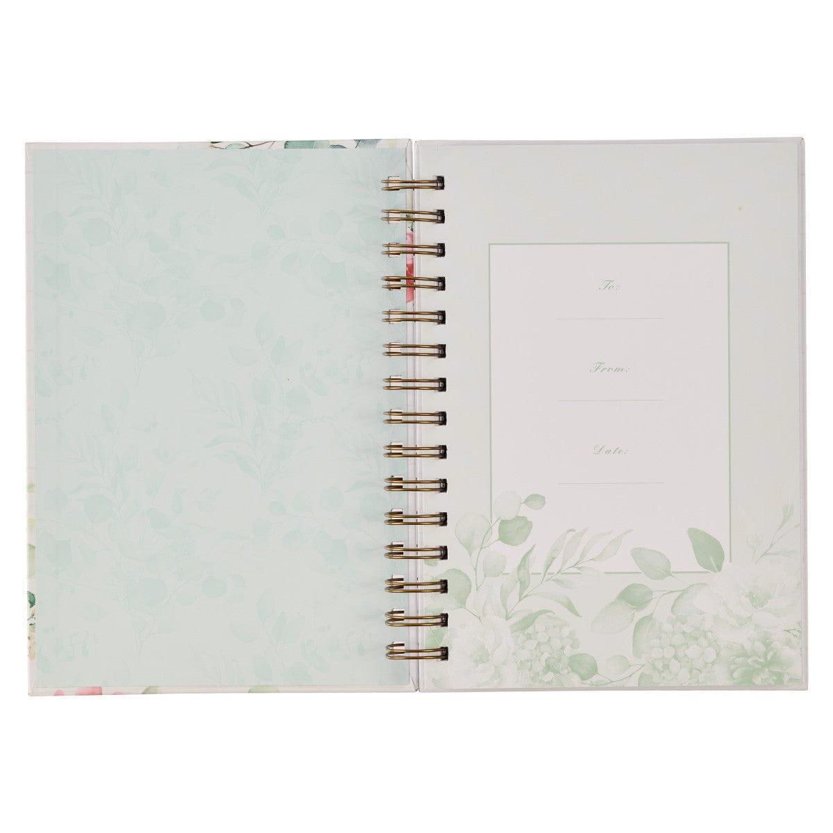 Walk By Faith White Floral Wirebound Journal - 2 Corinthians 5:7 - Pura Vida Books