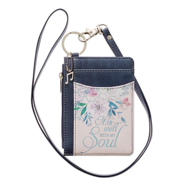 Well With My Soul Hymn Soft Pink and Blue Faux Leather ID Card Holder - Pura Vida Books