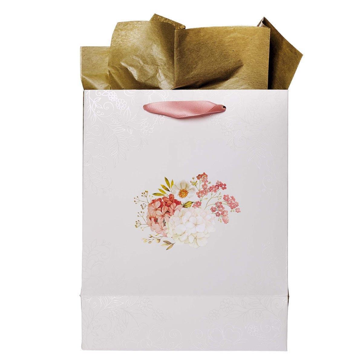 When She Speaks Medium Gift Bag in Pink with Tissue Paper - Proverbs 31:26 - Pura Vida Books