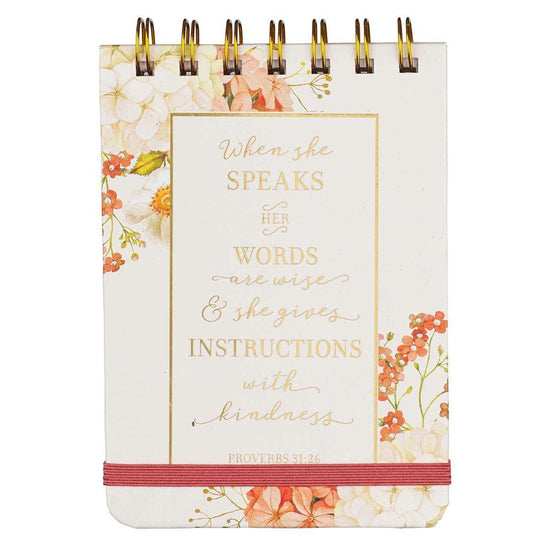 When She Speaks Wirebound Notepad - Proverbs 31:26 - Pura Vida Books