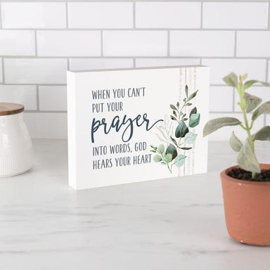 When You Cant Put Your Prayer Into Words God Hears Your Heart Word Block - Pura Vida Books