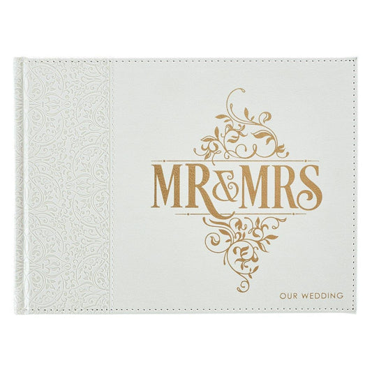 White Lace Mr. & Mrs. Wedding Guest Book - Pura Vida Books