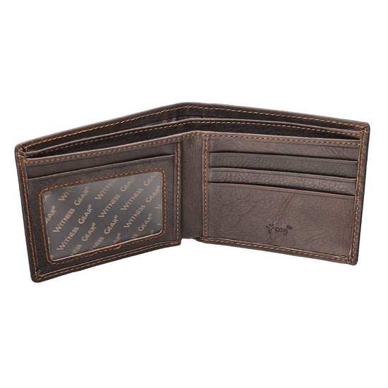 Wings Like Eagles Dark Brown Genuine Leather Wallet - Isaiah 40:31 - Pura Vida Books