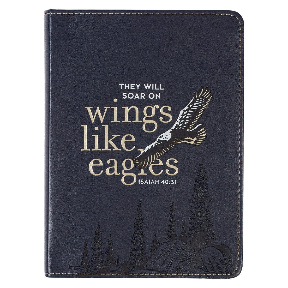 Wings Like Eagles Navy Blue Handy-sized Faux Leather Journal - Isaiah 40:31 - Pura Vida Books