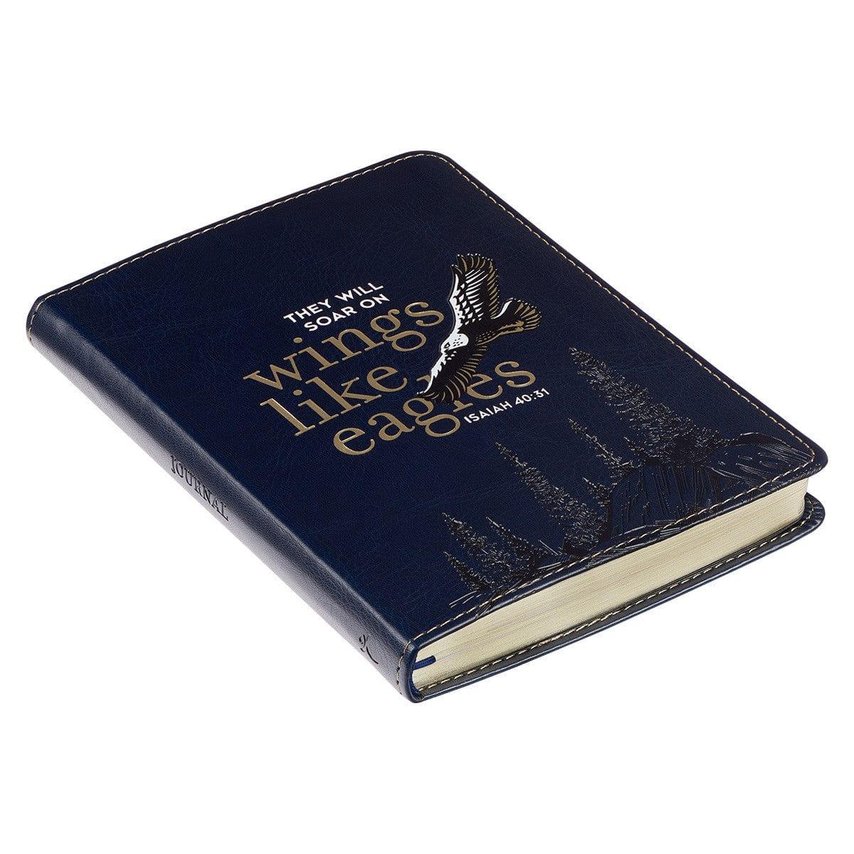 Wings Like Eagles Navy Blue Handy-sized Faux Leather Journal - Isaiah 40:31 - Pura Vida Books