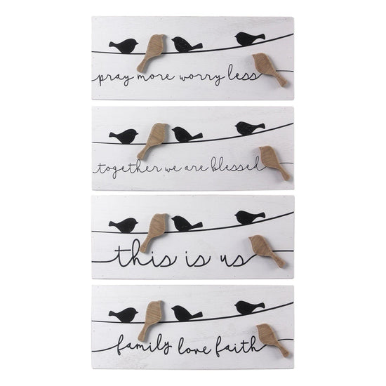 Wood Box Black and White Sign with 3D Bird Attachment - Pura Vida Books