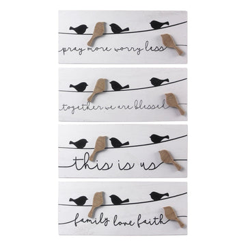 Wood Box Black and White Sign with 3D Bird Attachment - Pura Vida Books