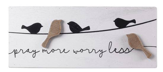 Wood Box Black and White Sign with 3D Bird Attachment - Pura Vida Books