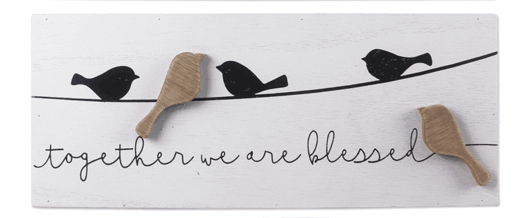 Wood Box Black and White Sign with 3D Bird Attachment - Pura Vida Books