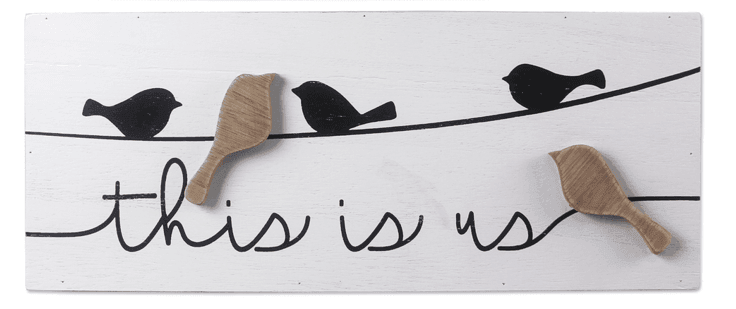Wood Box Black and White Sign with 3D Bird Attachment - Pura Vida Books