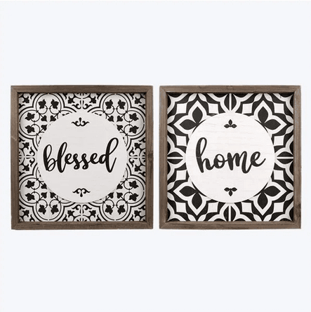 Wood Box Wall/Tabletop Black and White Sign - Pura Vida Books