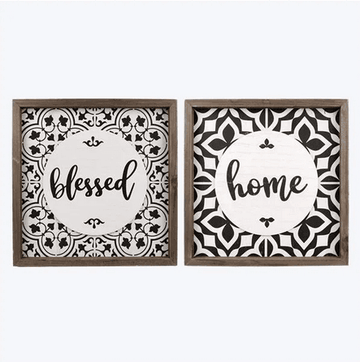 Wood Box Wall/Tabletop Black and White Sign - Pura Vida Books