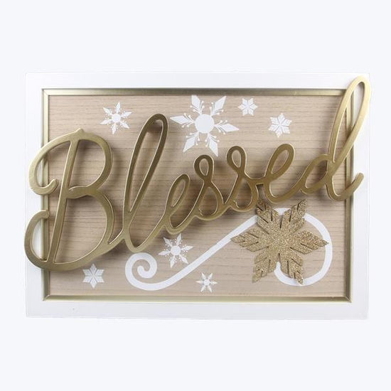 WOOD FRAMED CHRISTMAS BLESSED - Pura Vida Books