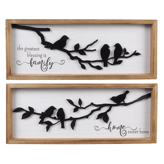 Wood Framed Wall Sign with Metal Bird Design - Pura Vida Books