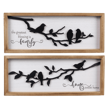 Wood Framed Wall Sign with Metal Bird Design - Pura Vida Books