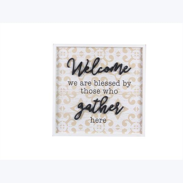 Wood Framed White Wash Welcome Wall Sign with 3D Letters - Pura Vida Books