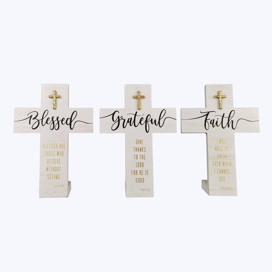 Wood Golden Faith Tabletop Cross - Pura Vida Books