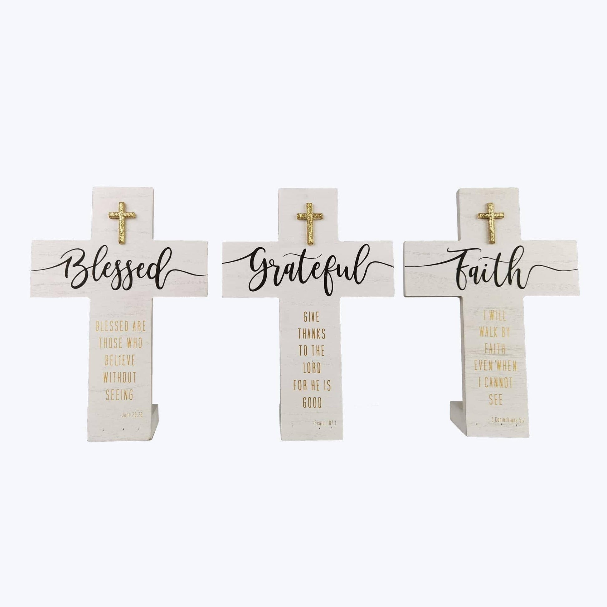 Wood Golden Faith Tabletop Cross - Pura Vida Books
