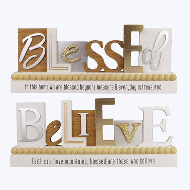Wood Golden Faith Tabletop Sign - Believe, Blessed - Pura Vida Books