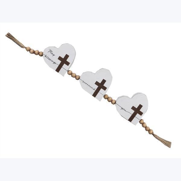Wood Home Heart Garland with Cross Design - Pura Vida Books