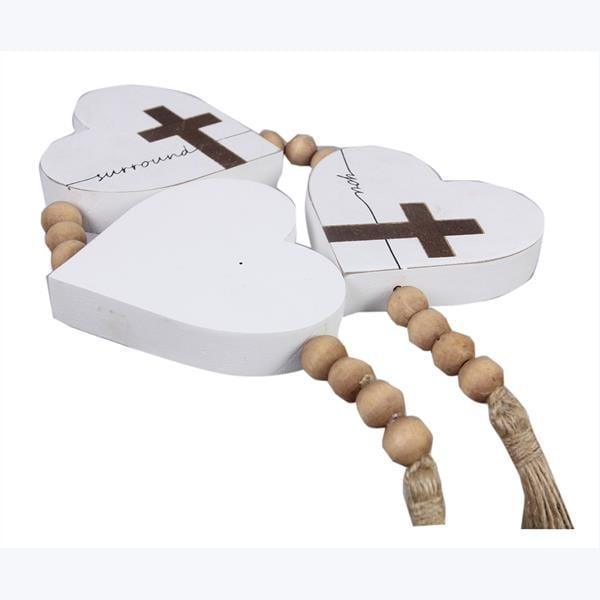 Wood Home Heart Garland with Cross Design - Pura Vida Books