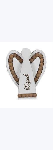 Wood Home Tabletop Angel With Blessing Bead Wings, 3 Assortments - Pura Vida Books