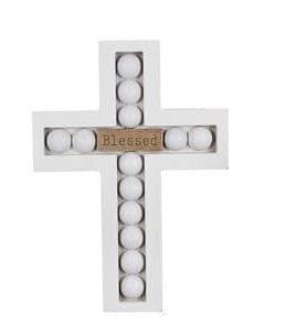 Wood Home Tabletop Cross with Blessing Bead Design, 4 Assorted - Pura Vida Books