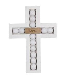 Wood Home Tabletop Cross with Blessing Bead Design, 4 Assorted - Pura Vida Books