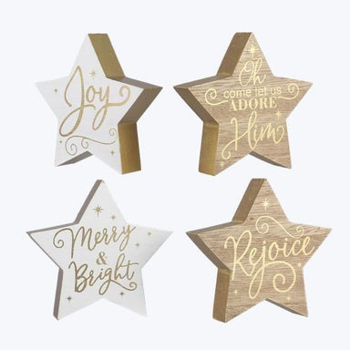 Wood Tabletop Christmas Star Signs - Pura Vida Books