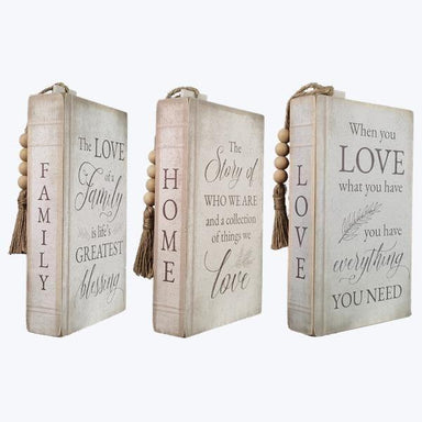 Wood Tabletop Faux Book with Blessing Bead - Pura Vida Books