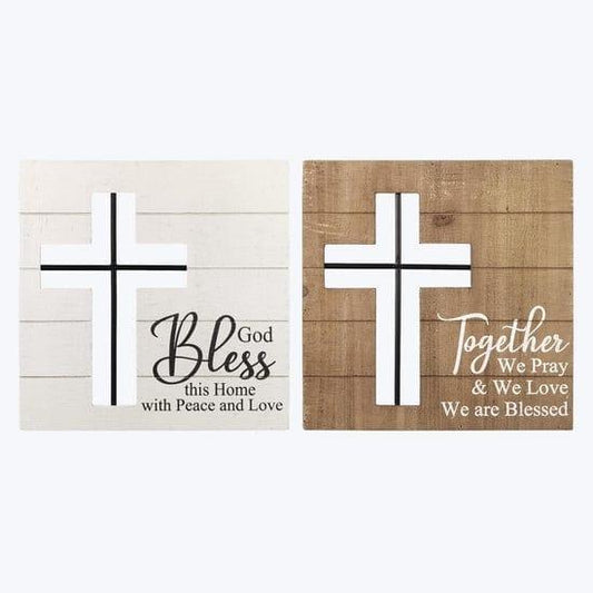 Wood/Metal Box Tabletop/Wall Cross - Pura Vida Books